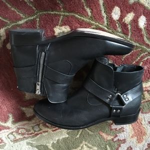 CARTEL Frye Black Leather Harness Moto Civil War Ankle Zip Boots 8 M